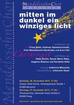 Konzertplakat "Mitten im Dunkel ein winziges Licht" gestaltet von www.wunschkunst.de